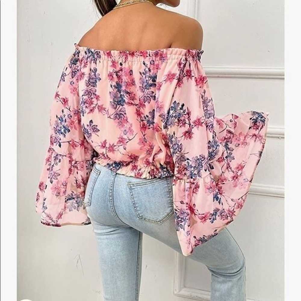 NEW Off Shoulder Chiffon Bell Sleeves Blouse - image 2