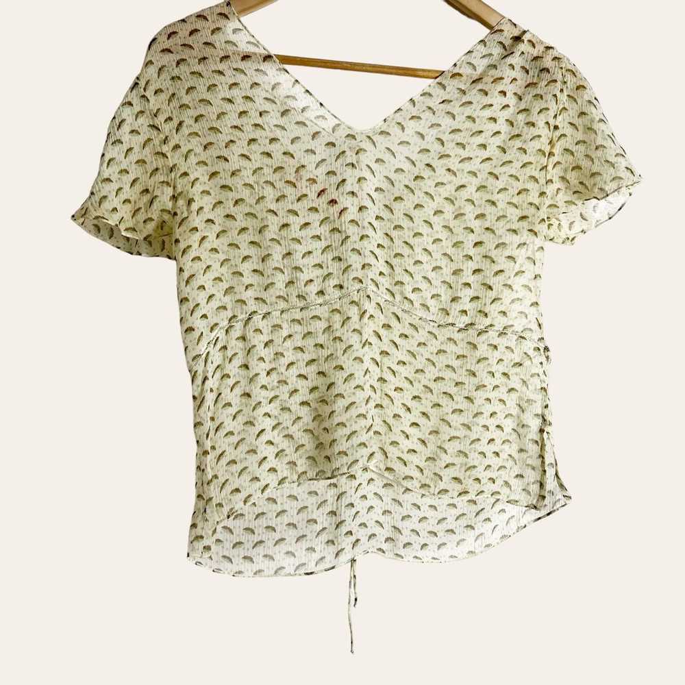 Marni Cream Dotted Feather Print V-Neck Flutter S… - image 1