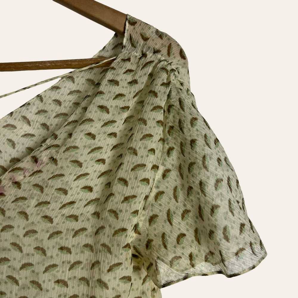 Marni Cream Dotted Feather Print V-Neck Flutter S… - image 2