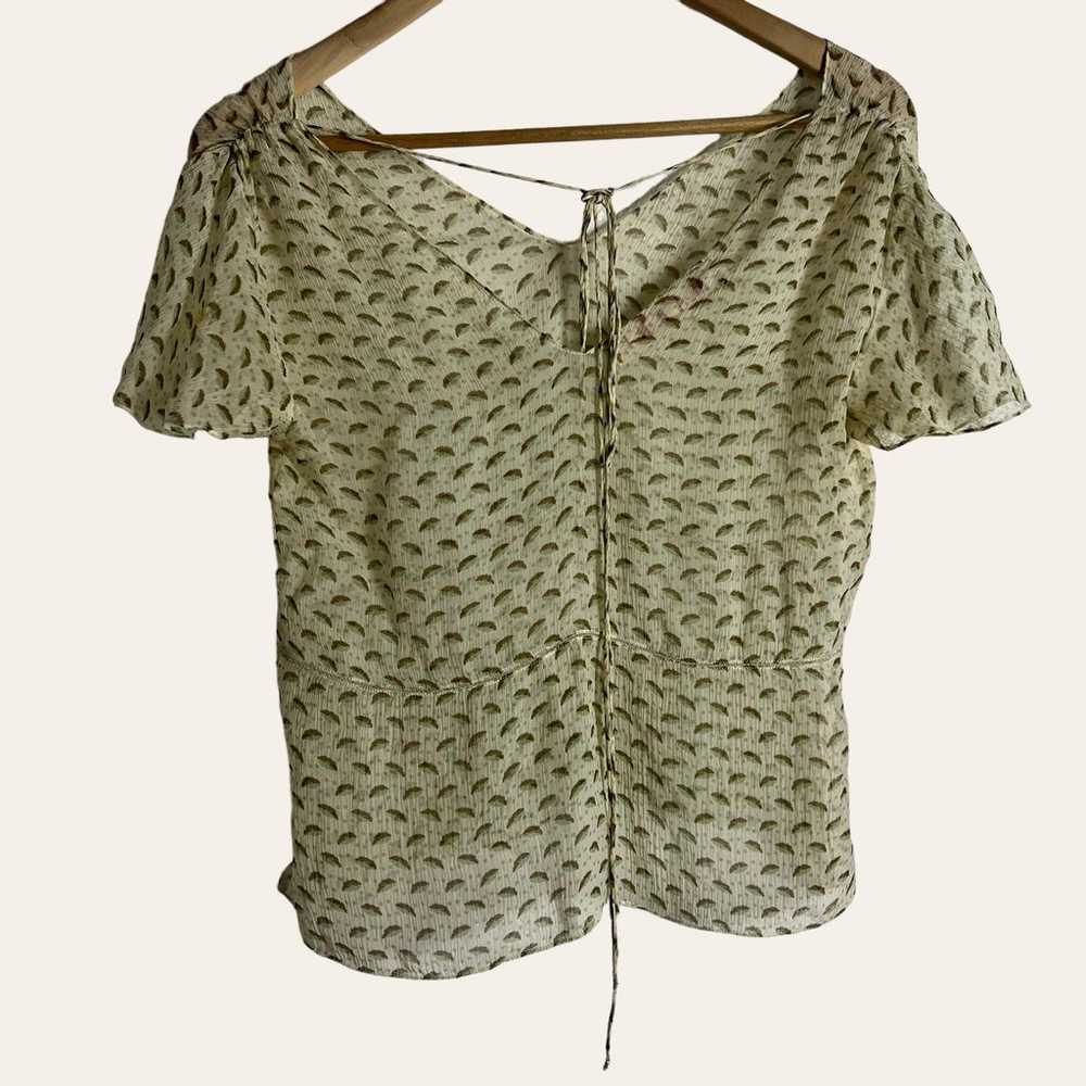 Marni Cream Dotted Feather Print V-Neck Flutter S… - image 4