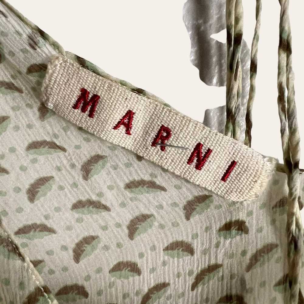 Marni Cream Dotted Feather Print V-Neck Flutter S… - image 6