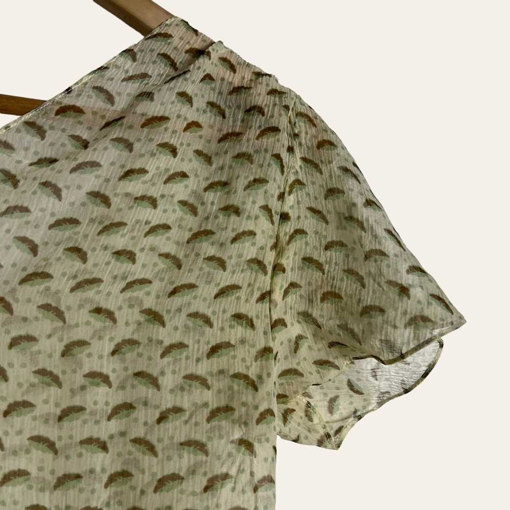 Marni Cream Dotted Feather Print V-Neck Flutter S… - image 9