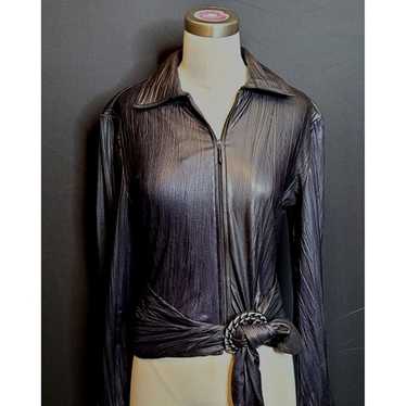 Vintage Joseph Ribkoff Shirt Jacket Black Zip Bel… - image 1