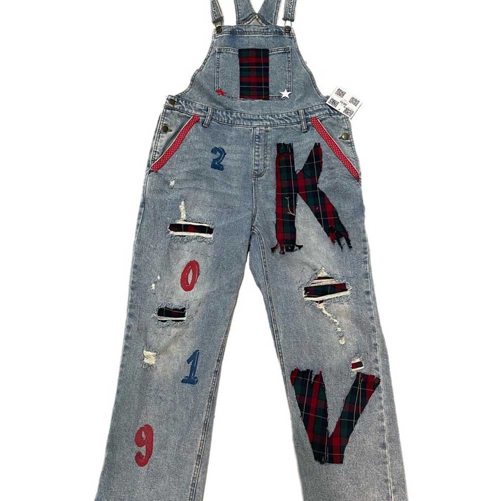 Wild fable Patch Work Jean Overalls - image 1