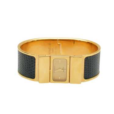 Hermes Vintage Loquet watch gold plated blue lizar