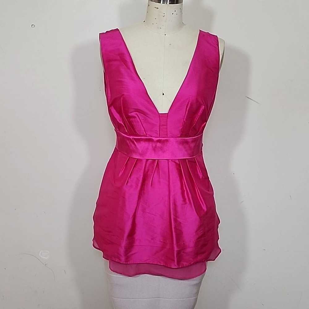 Diane von Furstenberg Pink Silk Plunge Neckline B… - image 1