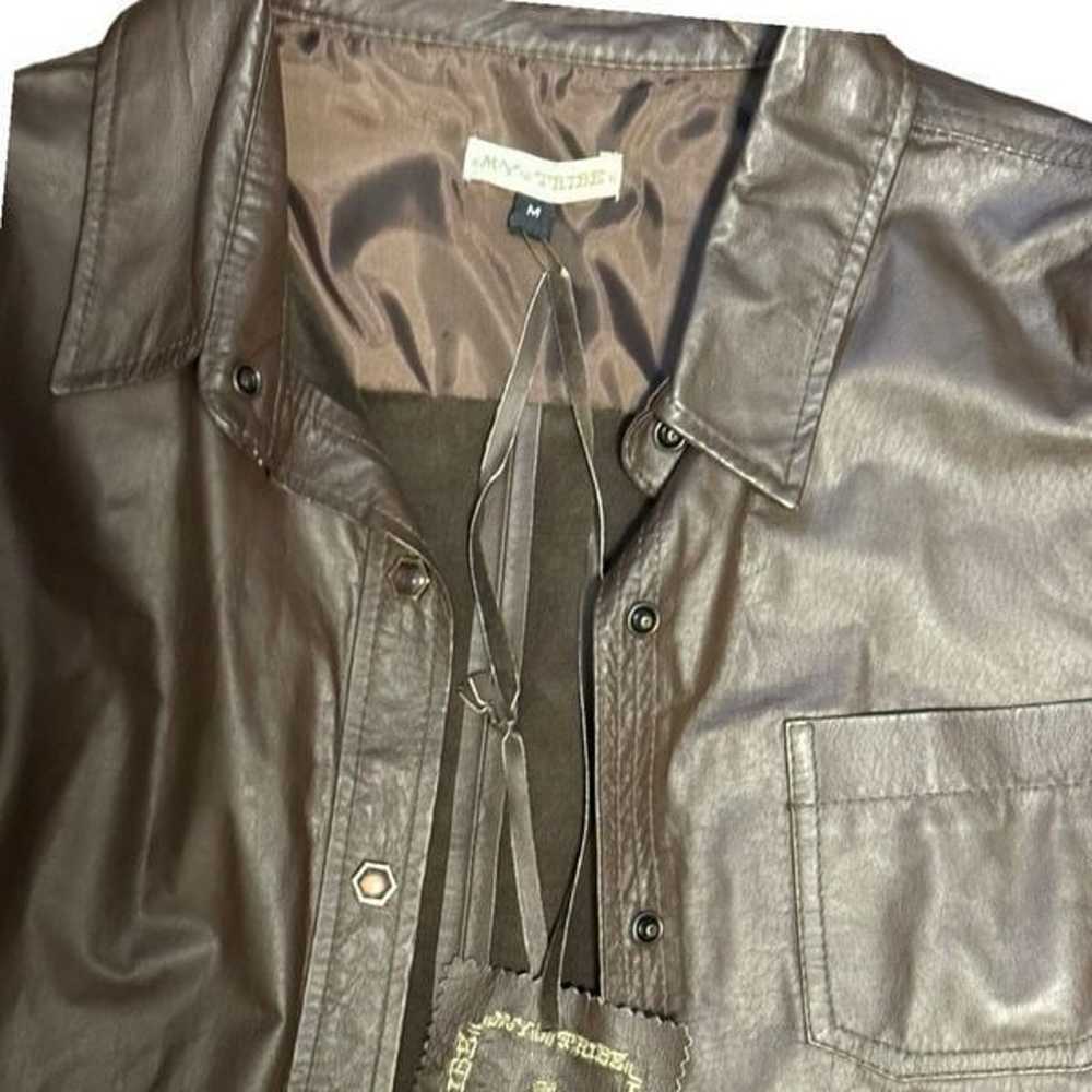 MY TRIBE Leather Snap Front Shirt size Medium - image 6
