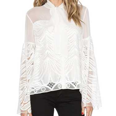Alexis Melody Sheer Lace Blouse in White Lace Size