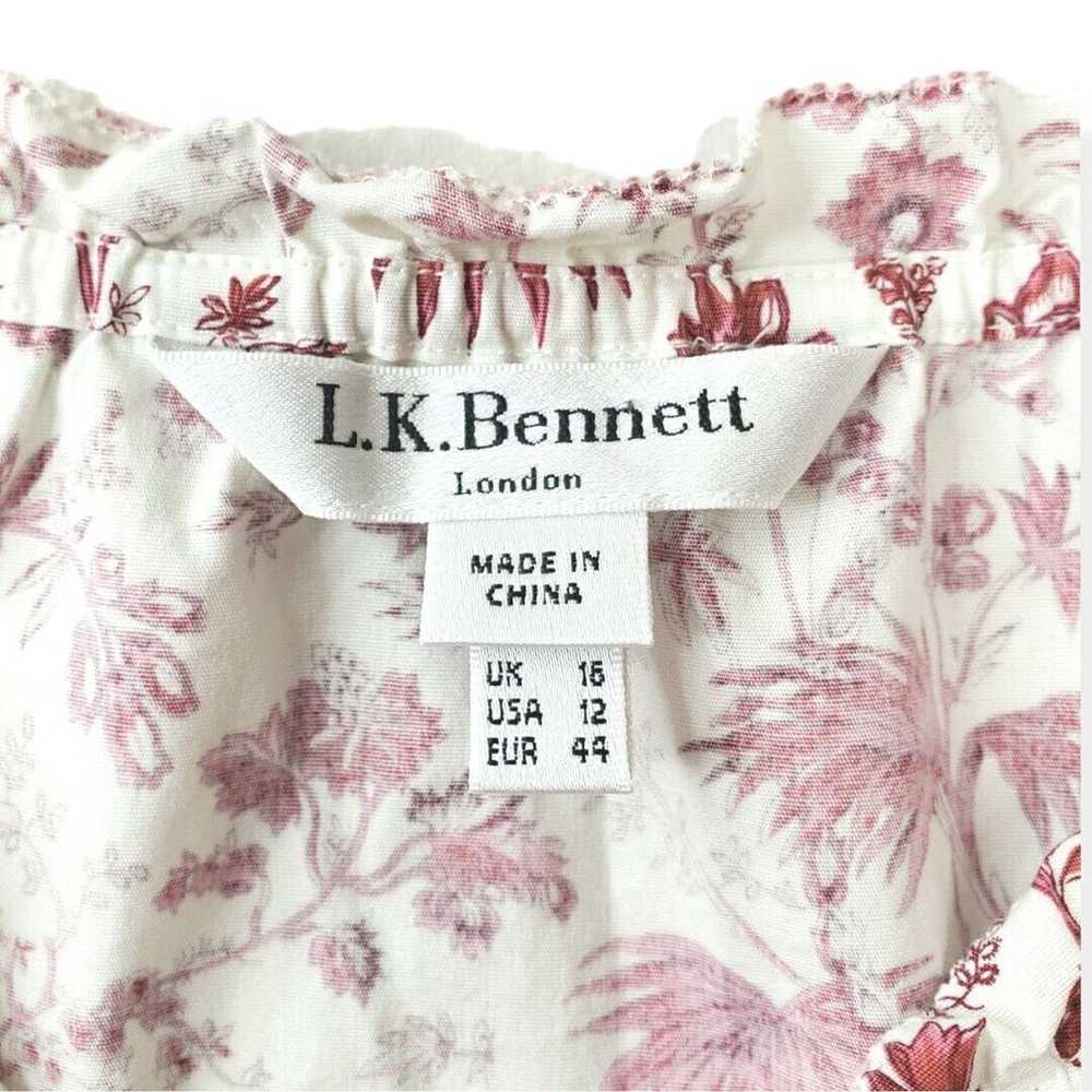 LK BENNETT London Glenda Blouse 12 Top L Pink Whi… - image 4