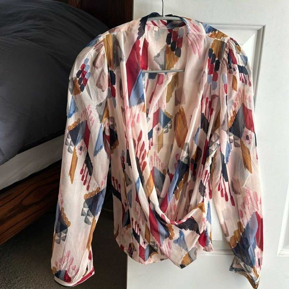 Sezane Abelia ABA blouse ikat rainbow, 100% Silk … - image 2