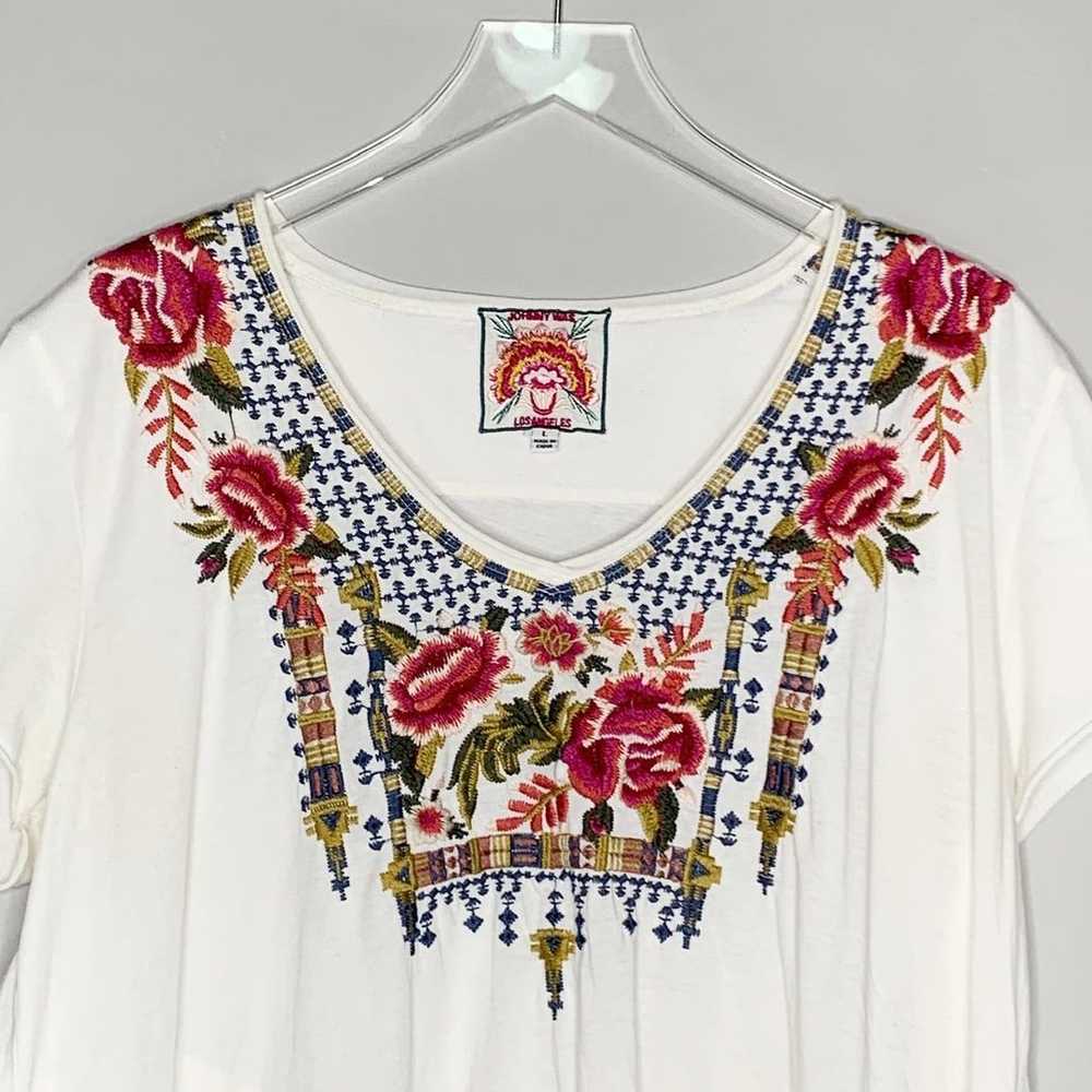 Johnny Was L Embroidered Drape Top Floral Scoop N… - image 4