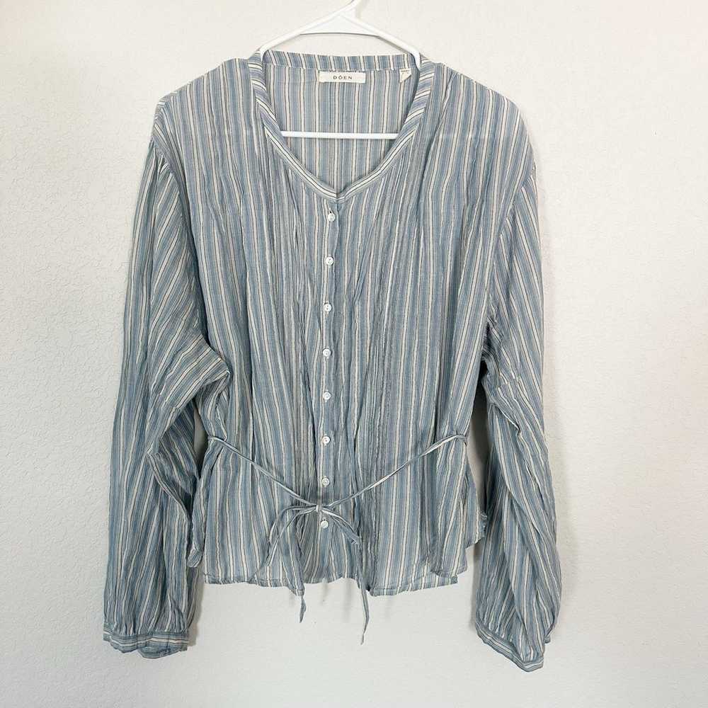 Doen Lille Top Blouse In Monte Isola Stripe Blue … - image 5