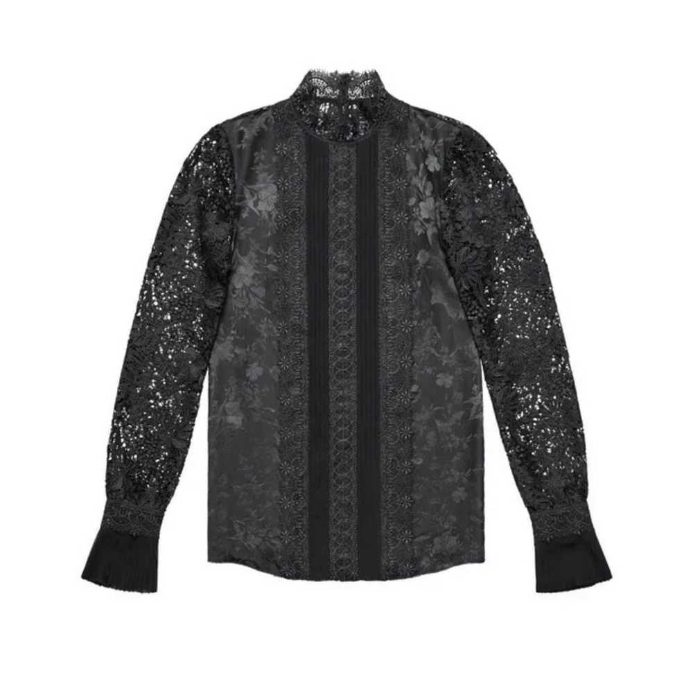 Erdem x H&M Silk Black Floral Lace Pleated Victor… - image 1