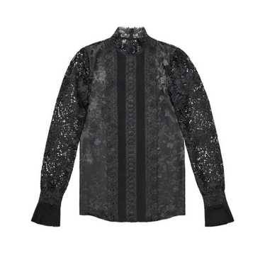 Erdem x H&M Silk Black Floral Lace Pleated Victor… - image 1