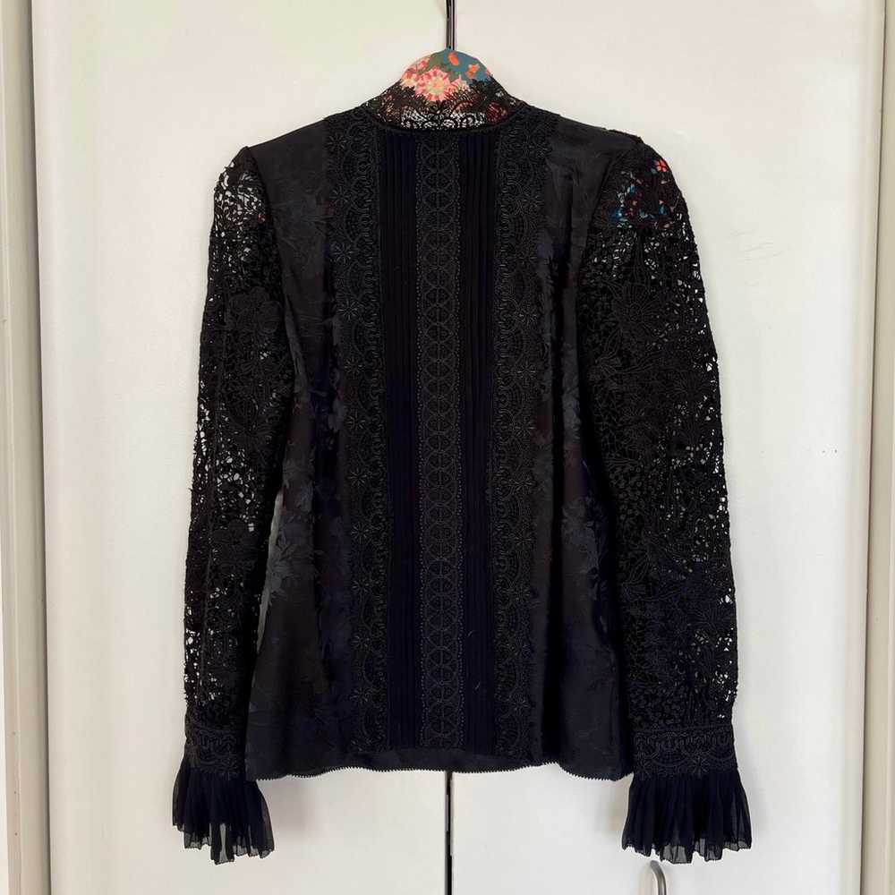 Erdem x H&M Silk Black Floral Lace Pleated Victor… - image 4