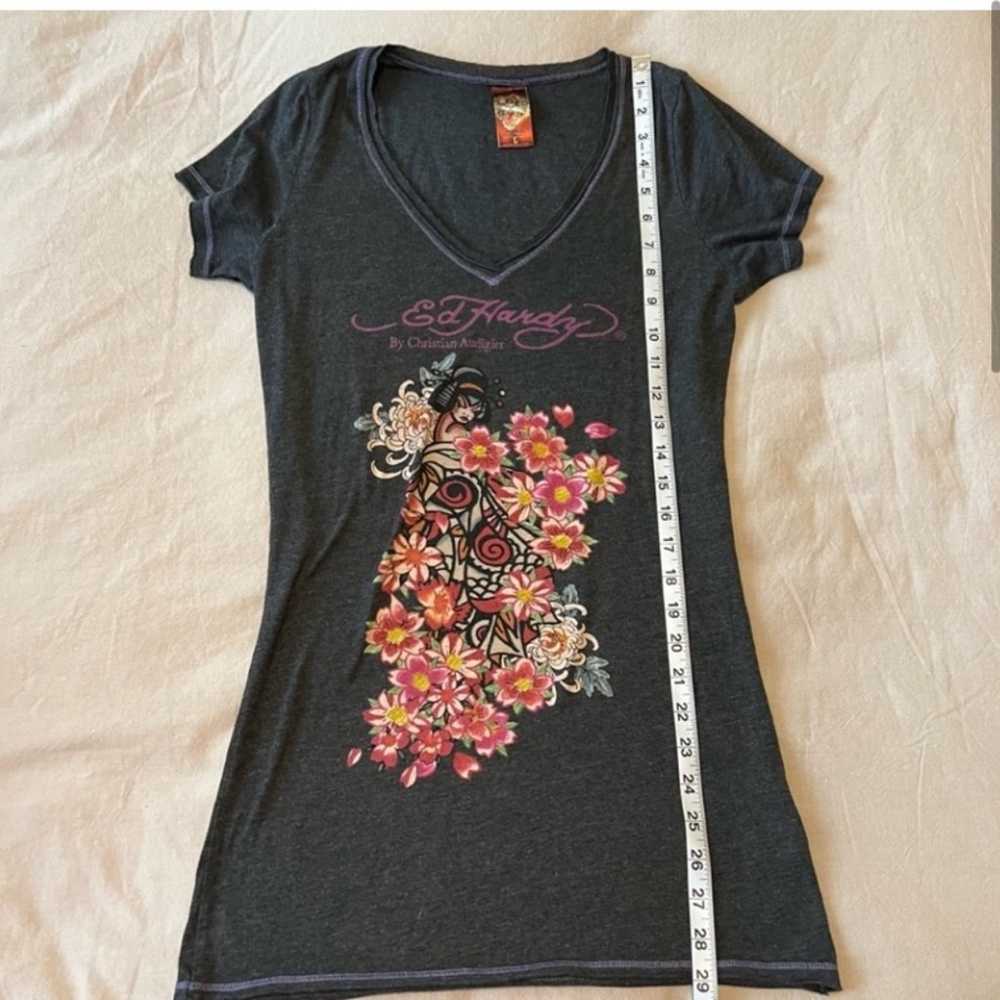 Ed Hardy Short Sleeve Tee •geisha •Japanese• flor… - image 3