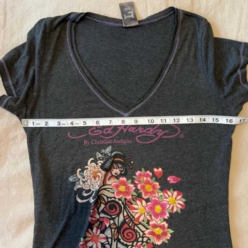 Ed Hardy Short Sleeve Tee •geisha •Japanese• flor… - image 4