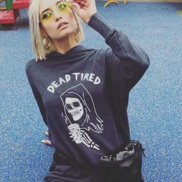RARE- Wildfox Dead Tired Skeleton Pullover Hoodie… - image 1