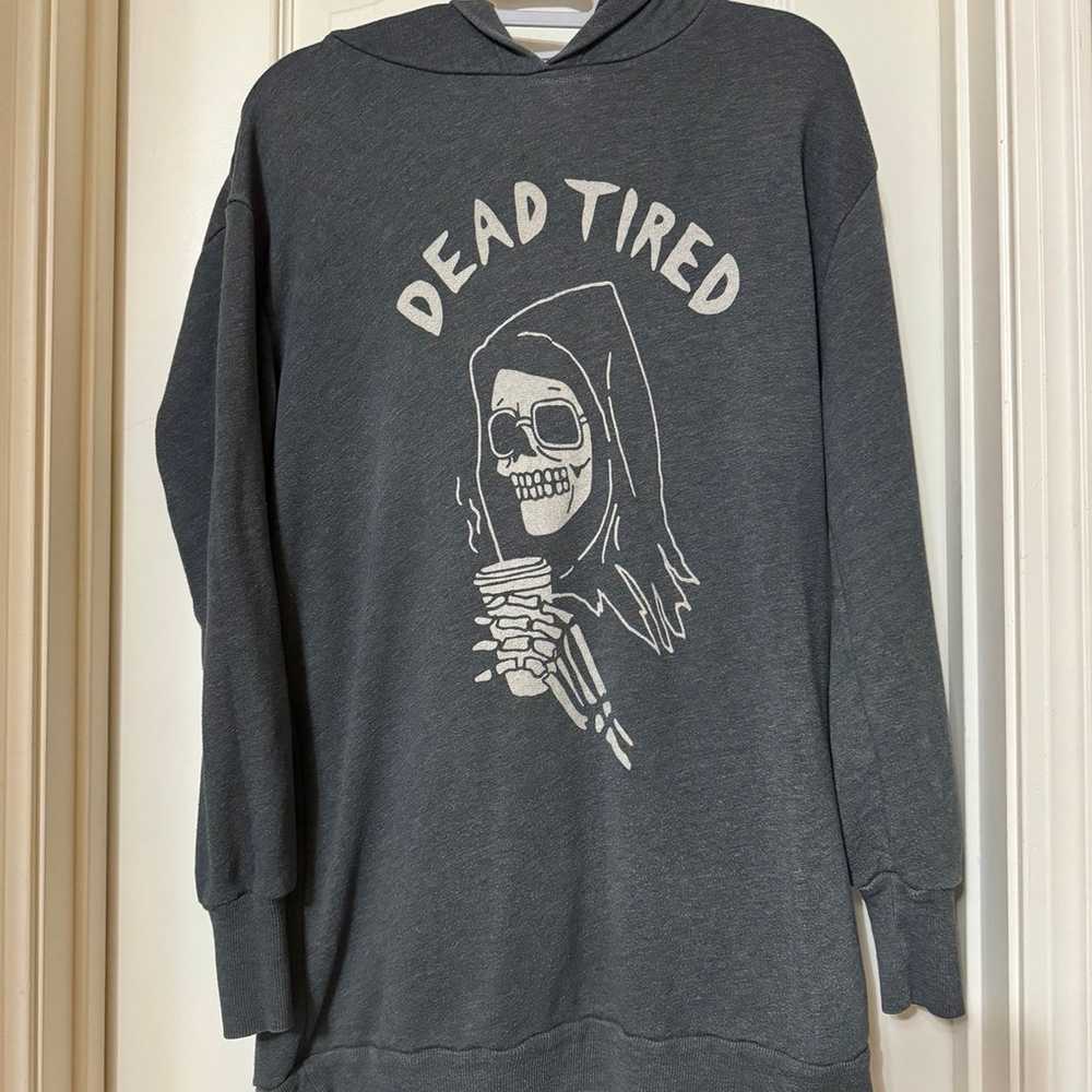 RARE- Wildfox Dead Tired Skeleton Pullover Hoodie… - image 3