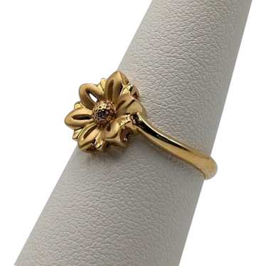 18k Yellow Gold Open Flower Ring. 18k Gold Daisy … - image 1