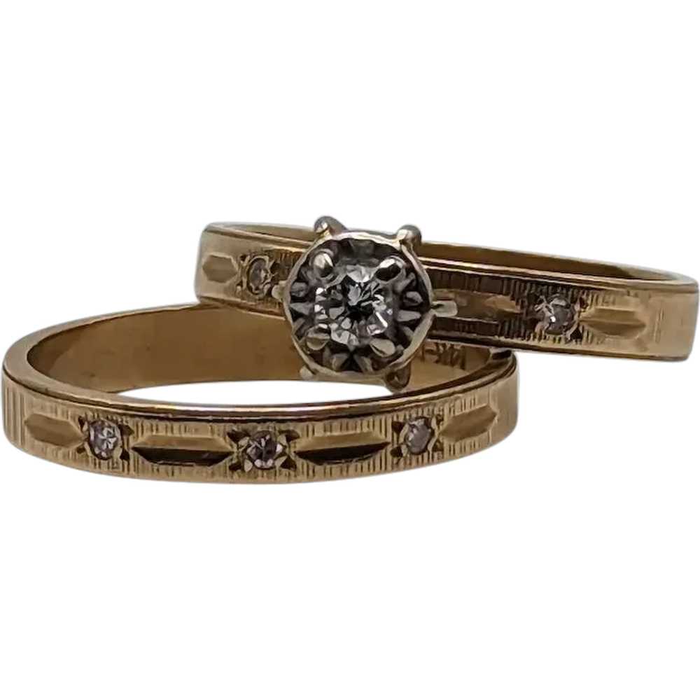 14k Yellow Gold Diamond Engagement Ring. 14k Yell… - image 1