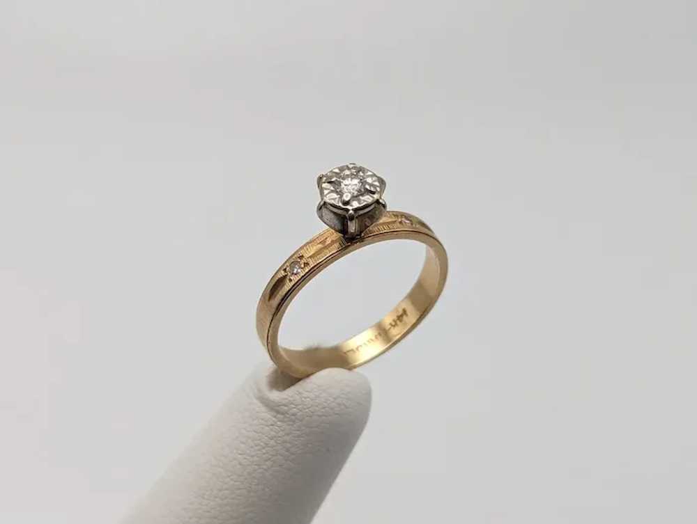 14k Yellow Gold Diamond Engagement Ring. 14k Yell… - image 3