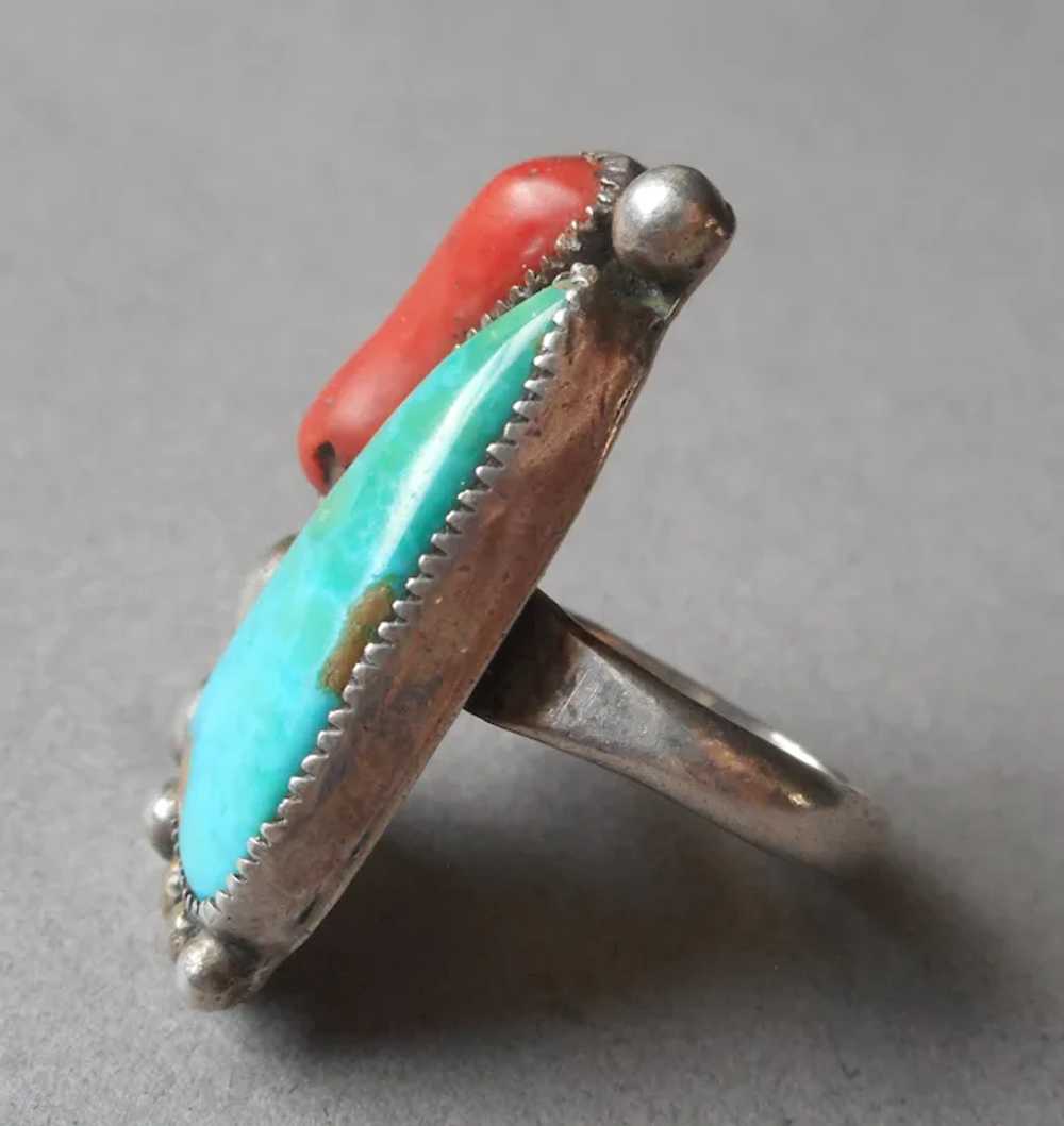 Signed Native American Ring Vintage Nice Chunky T… - image 2