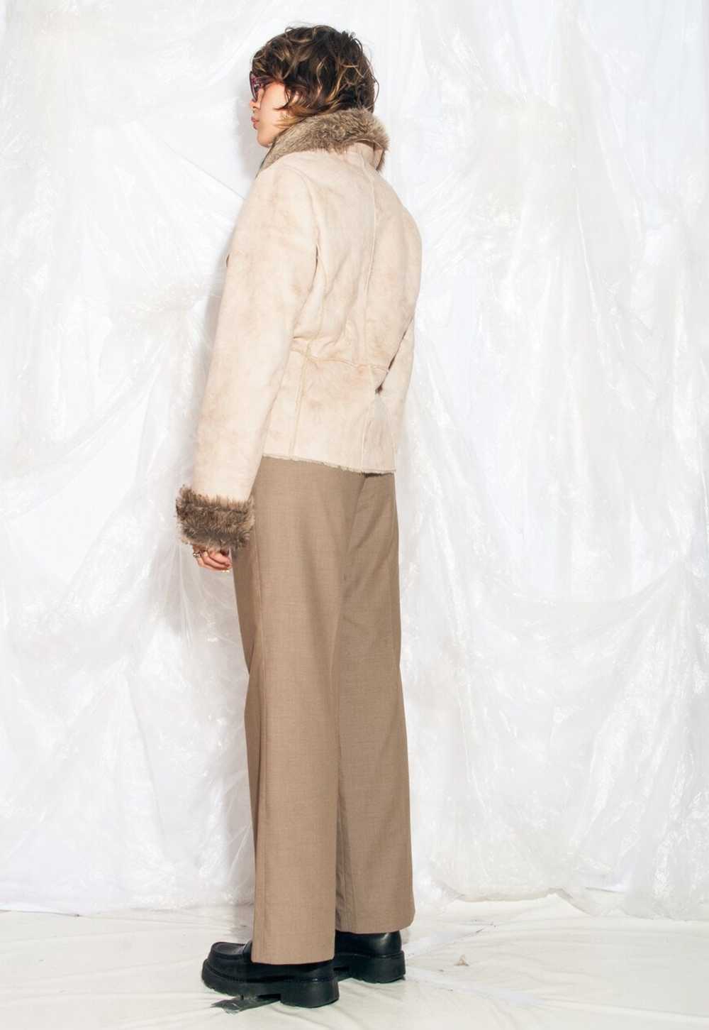 Vintage Y2K Faux Shearling Coat in Beige - image 3