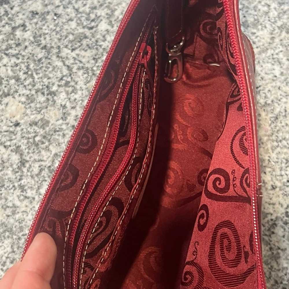 Deep red Brighton leather handbag - image 4