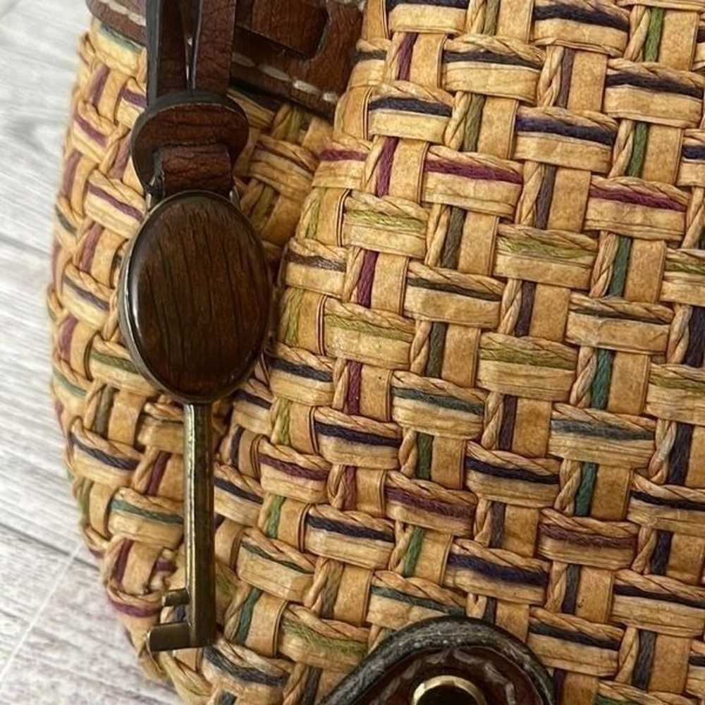 Fossil Vintage Straw and Leather Shoulder Bag - image 3