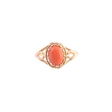 Vintage 10K Gold Coral Ring - image 1