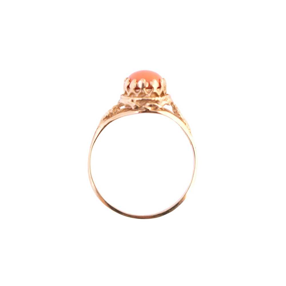 Vintage 10K Gold Coral Ring - image 3