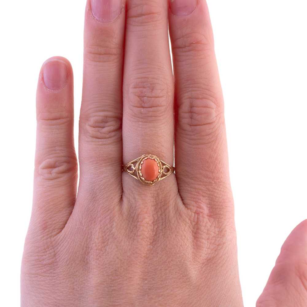 Vintage 10K Gold Coral Ring - image 5