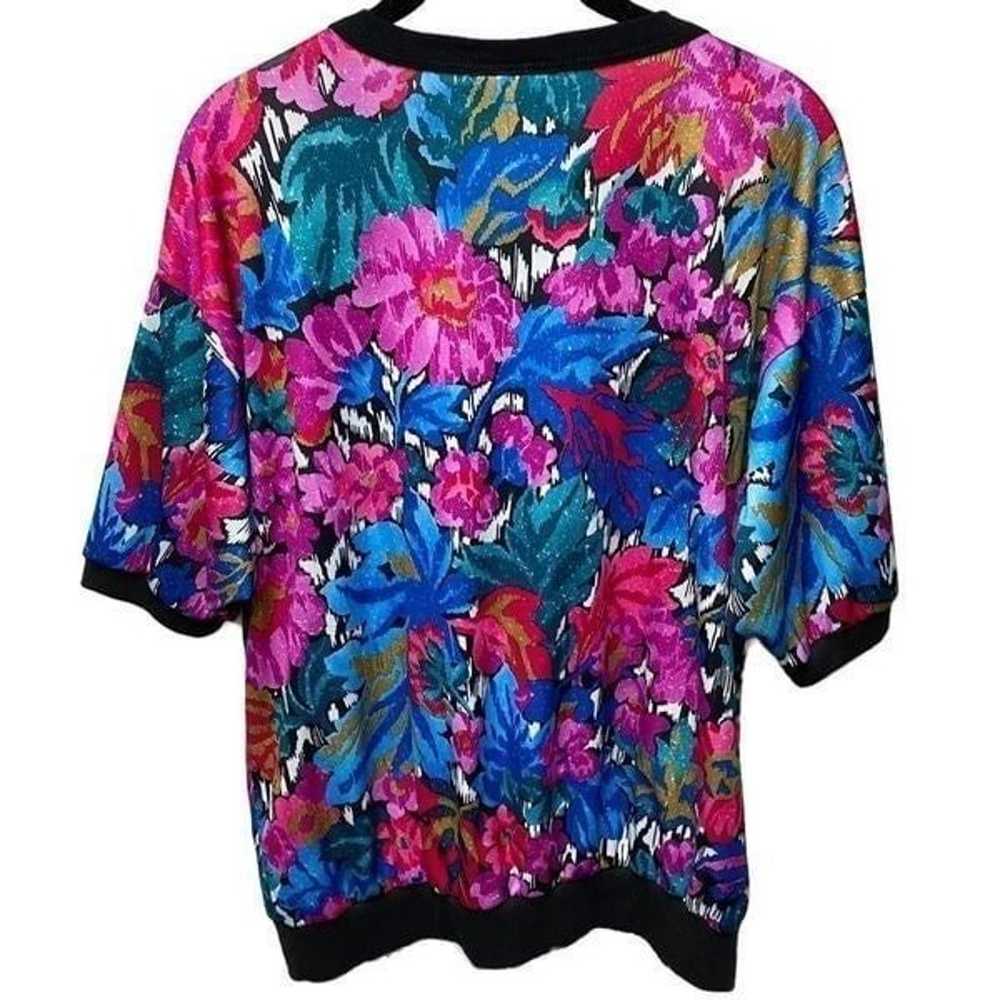 Vintage 80s Bright Colorful Funky Blouse - image 2