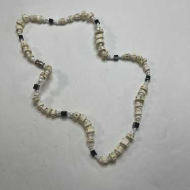 beaded necklace costume jewelry natural neutral b… - image 1