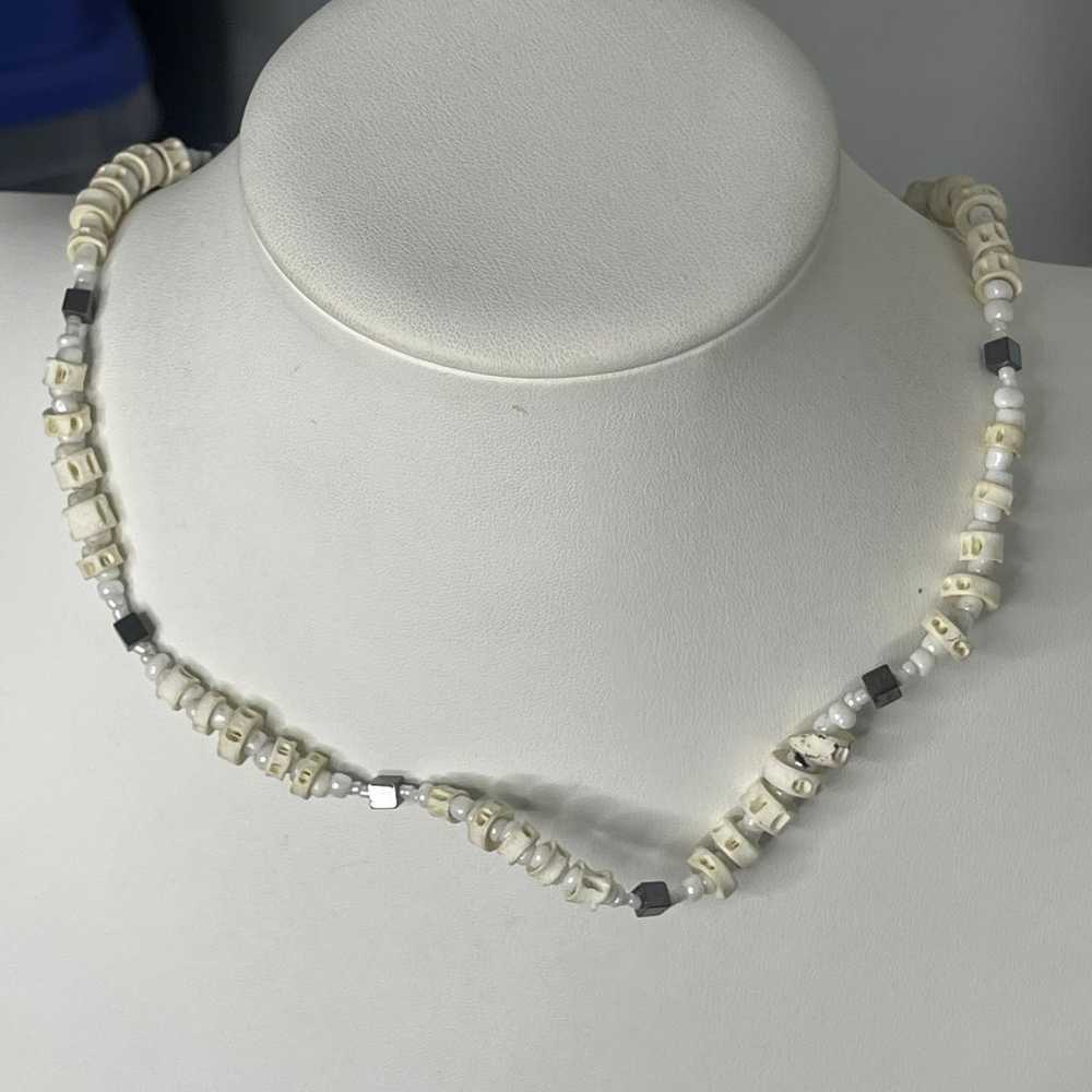 beaded necklace costume jewelry natural neutral b… - image 3