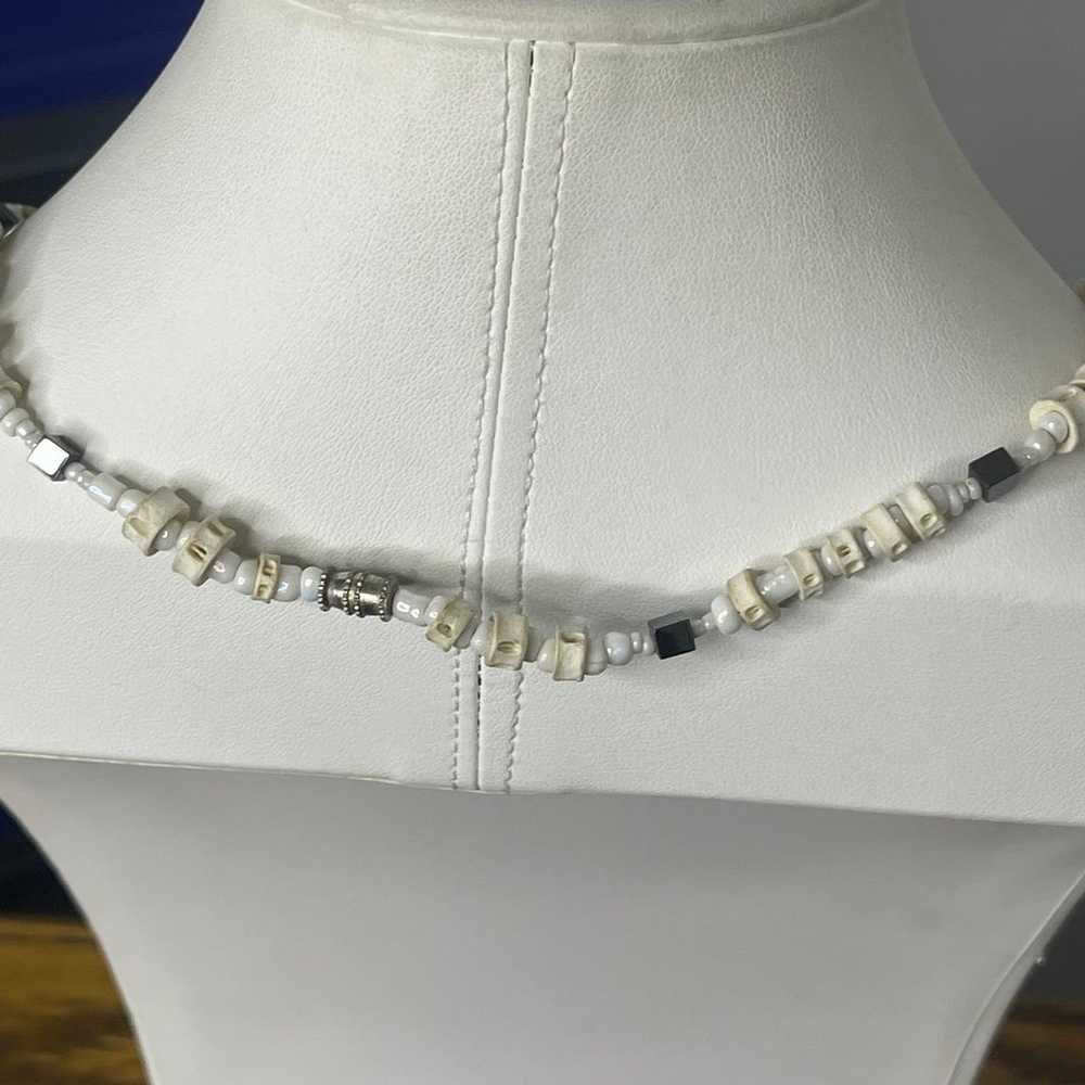 beaded necklace costume jewelry natural neutral b… - image 6