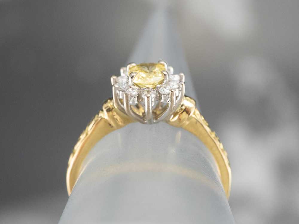 Yellow Sapphire and Diamond Halo Ring - image 8