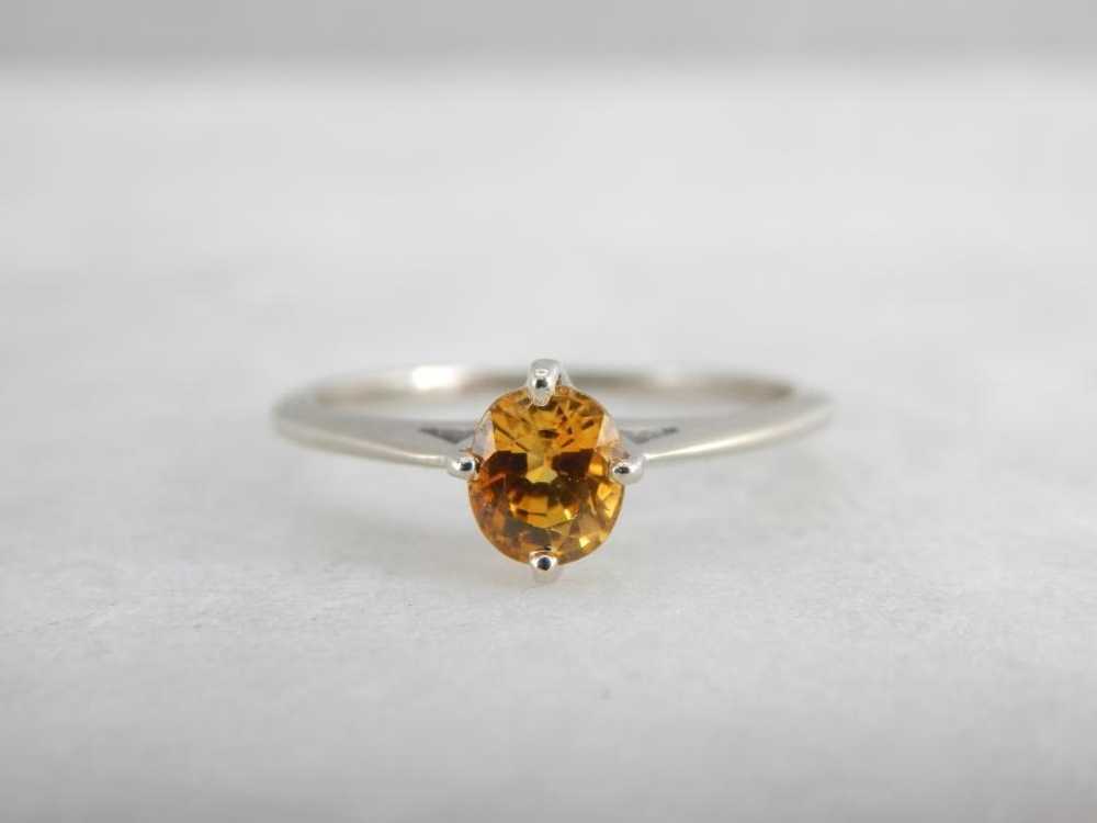 Golden Sapphire Engagement Solitaire with Crown L… - image 1