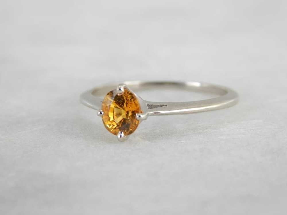 Golden Sapphire Engagement Solitaire with Crown L… - image 2