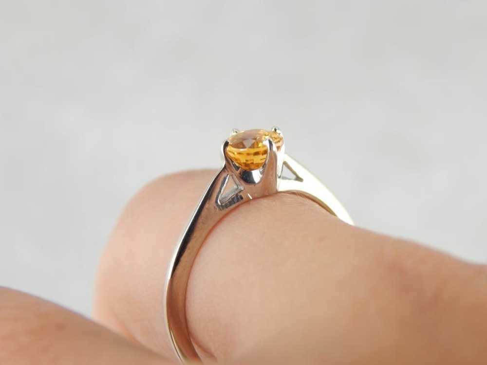 Golden Sapphire Engagement Solitaire with Crown L… - image 4