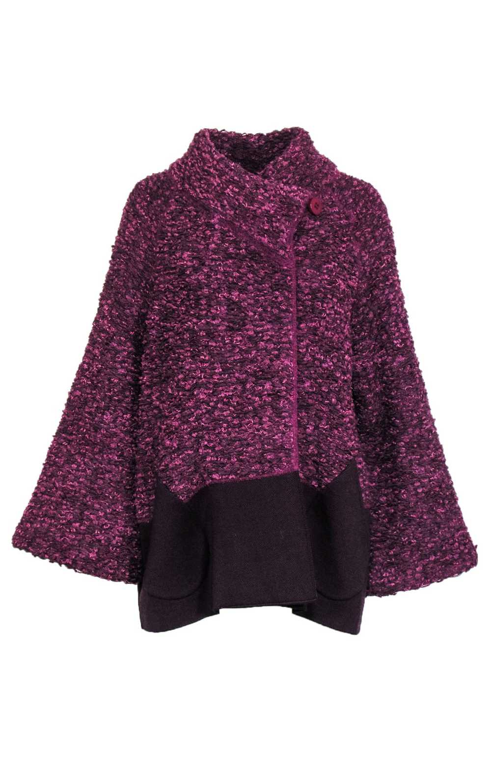 Stizzoli - Purple Textured Knit Wrap Jacket Sz 16 - image 3