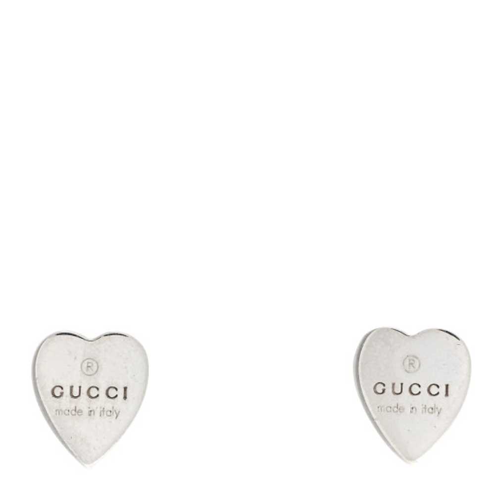 GUCCI Sterling Silver Trademark Heart Stud Earrin… - image 1
