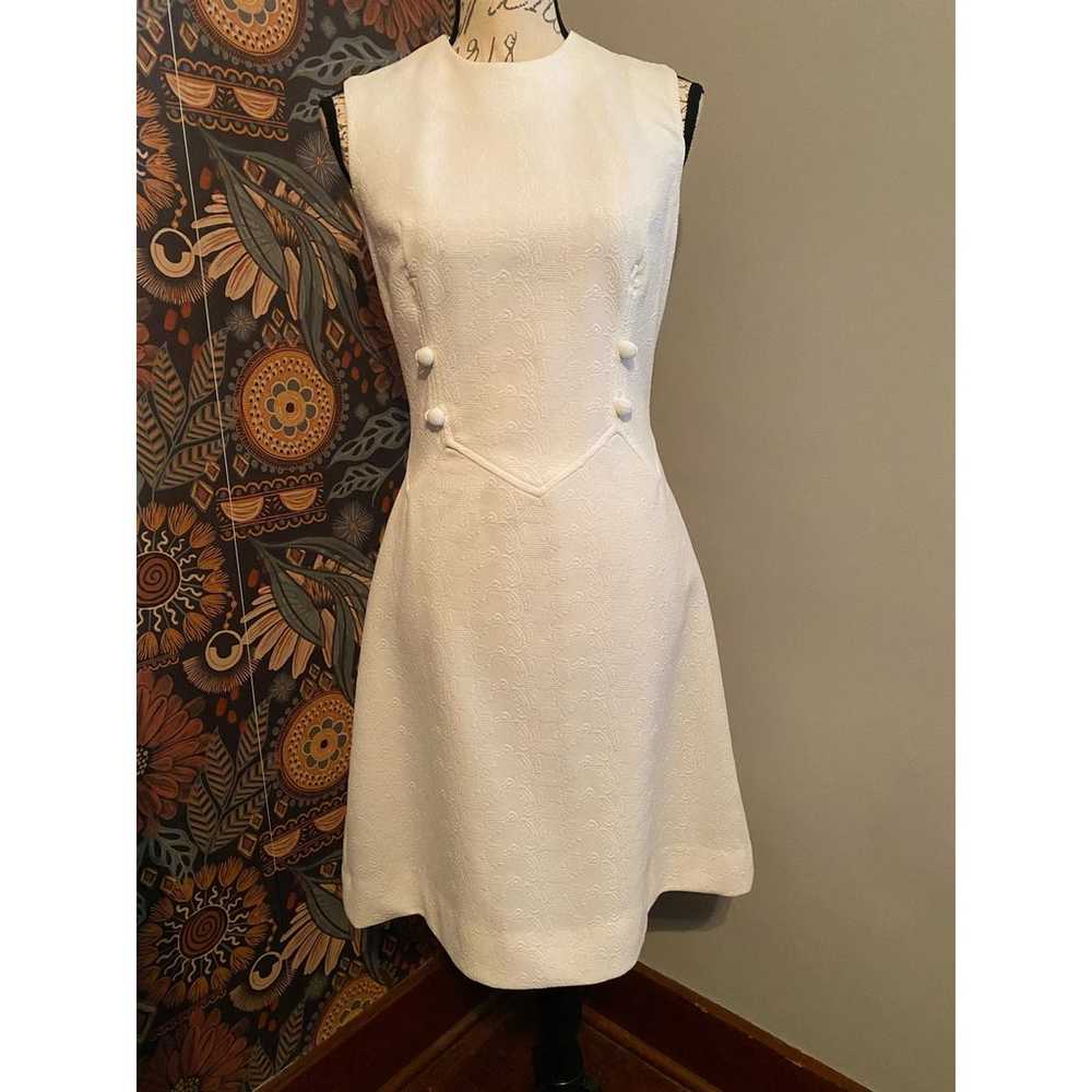Vintage Handmade White Mod Dress - image 1