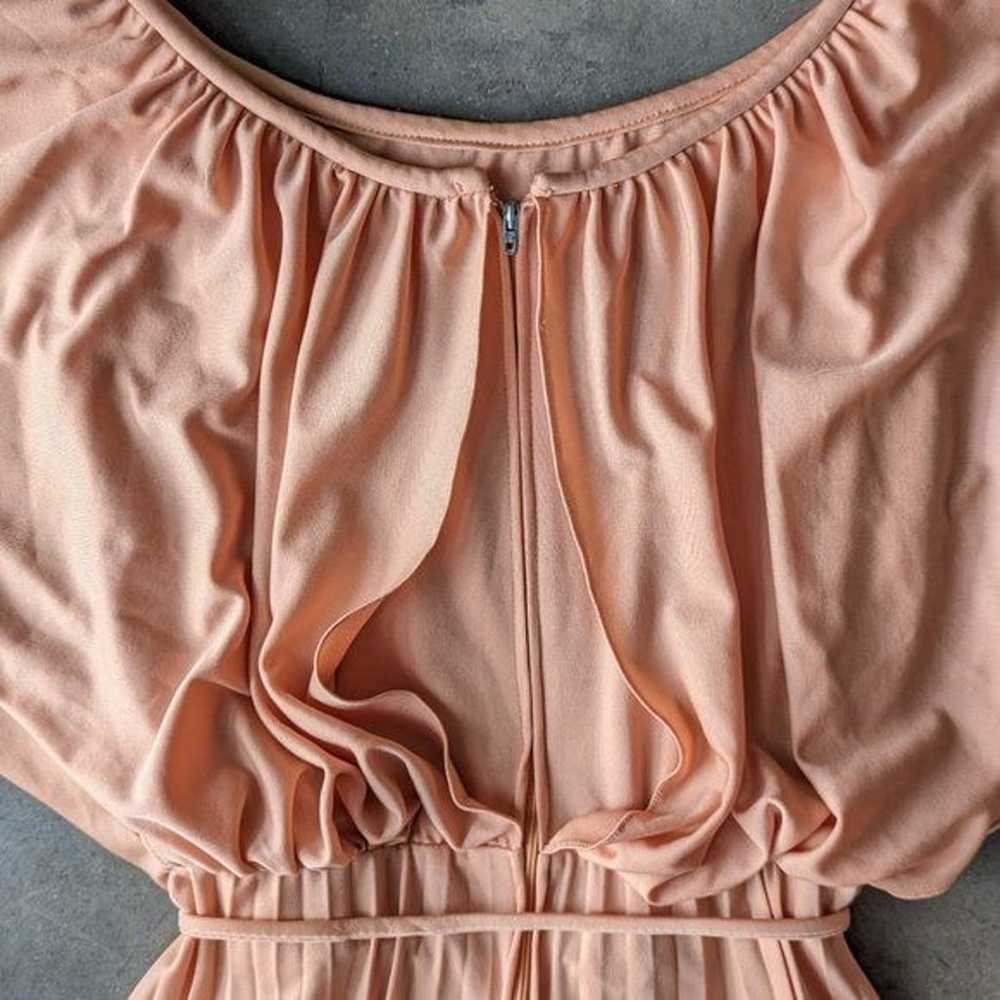 Vintage 1970s Peach Orange Flutter Sleeve Blouson… - image 11