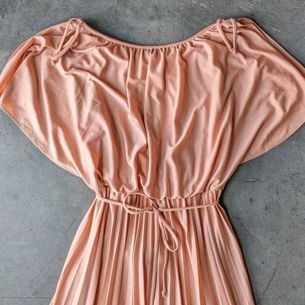 Vintage 1970s Peach Orange Flutter Sleeve Blouson… - image 3
