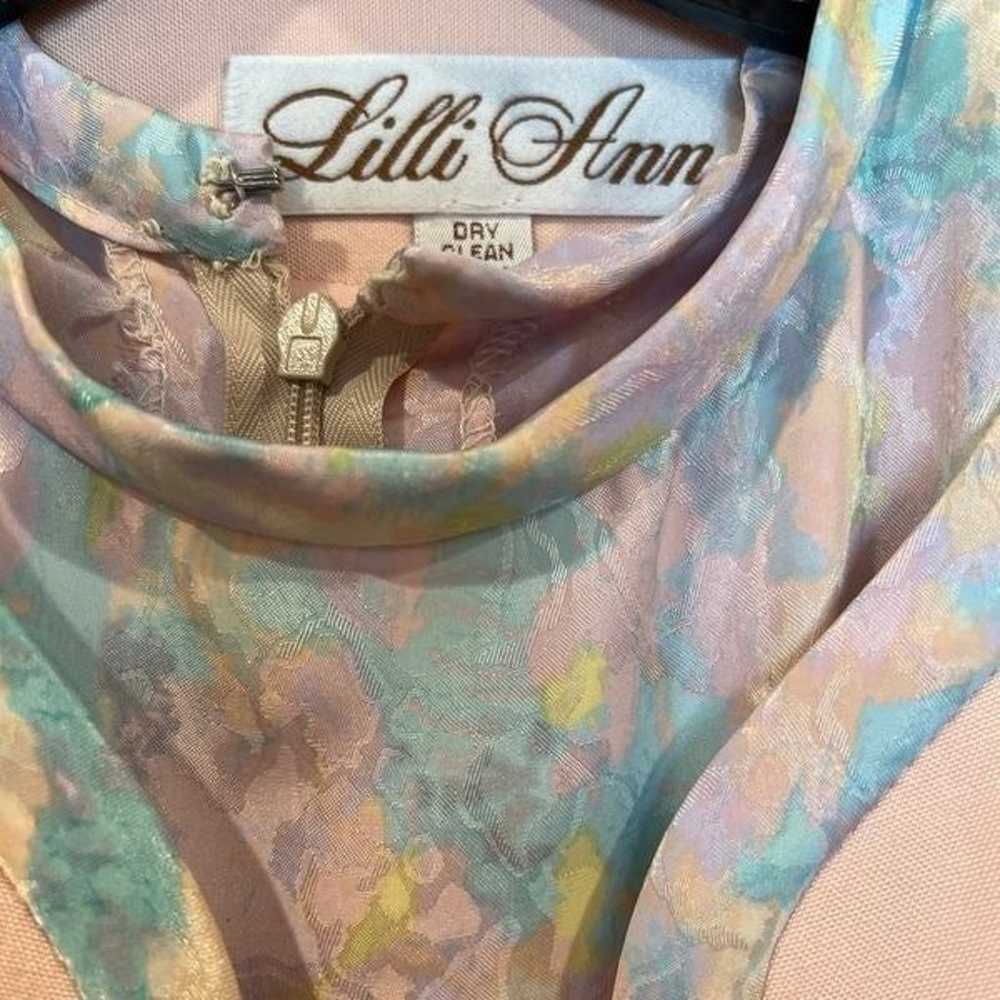 Vintage Lilli Ann 1980’s Pastel Silk dress with j… - image 3