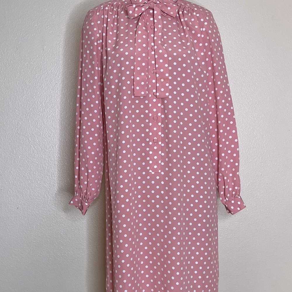 Vintage 80s polkadot pink dress size 14 - image 6
