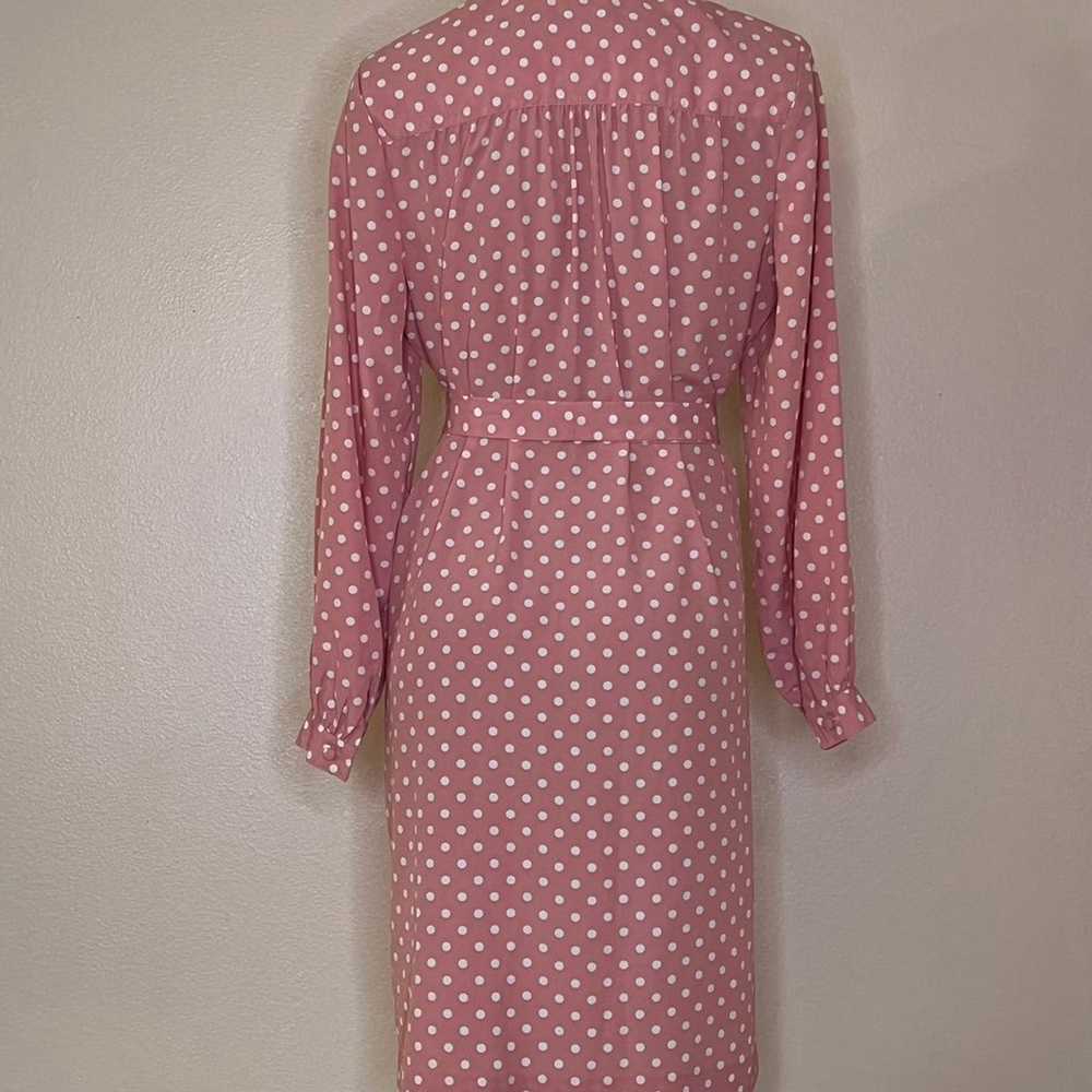 Vintage 80s polkadot pink dress size 14 - image 9