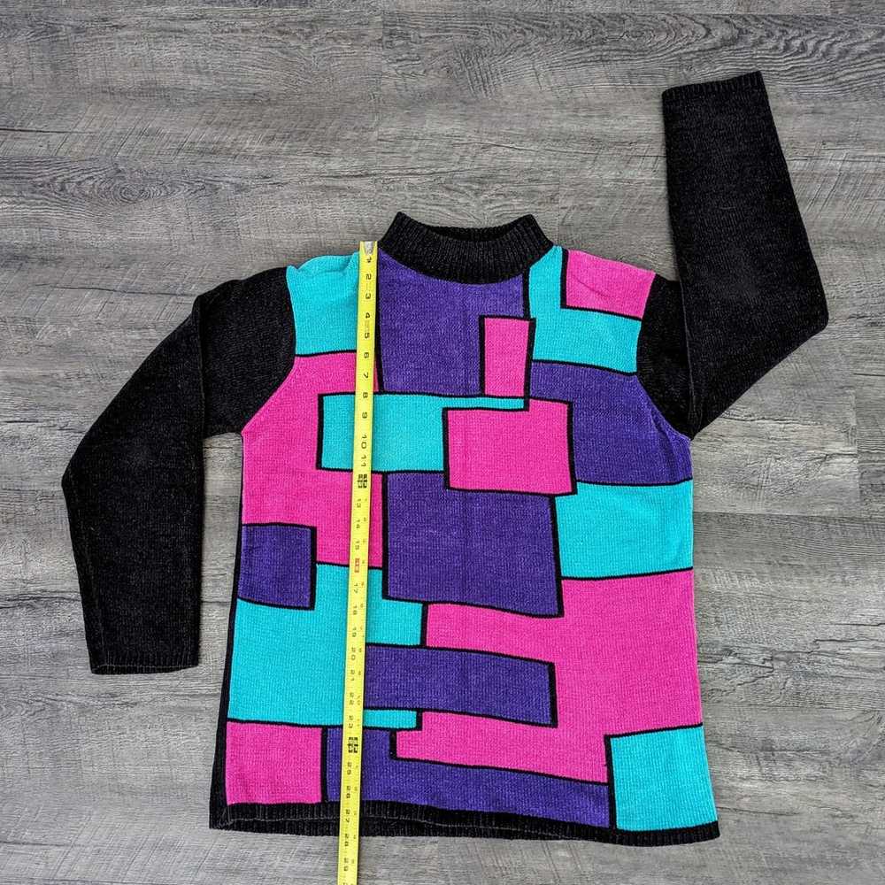 1980s Funky Neon Pink Aqua Purple Block Vintage M… - image 6